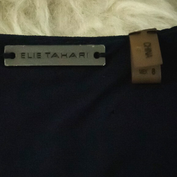 Elie Tahari Size 8 Blue Gwyneth Seasonless V Neck Sleeveless Wool Blend Dress - Picture 5 of 8